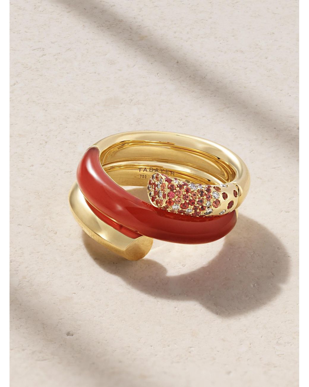 Tabayer Tabayer Oera Coil 18-Karat Multi-Stone Ring in Red | Lyst