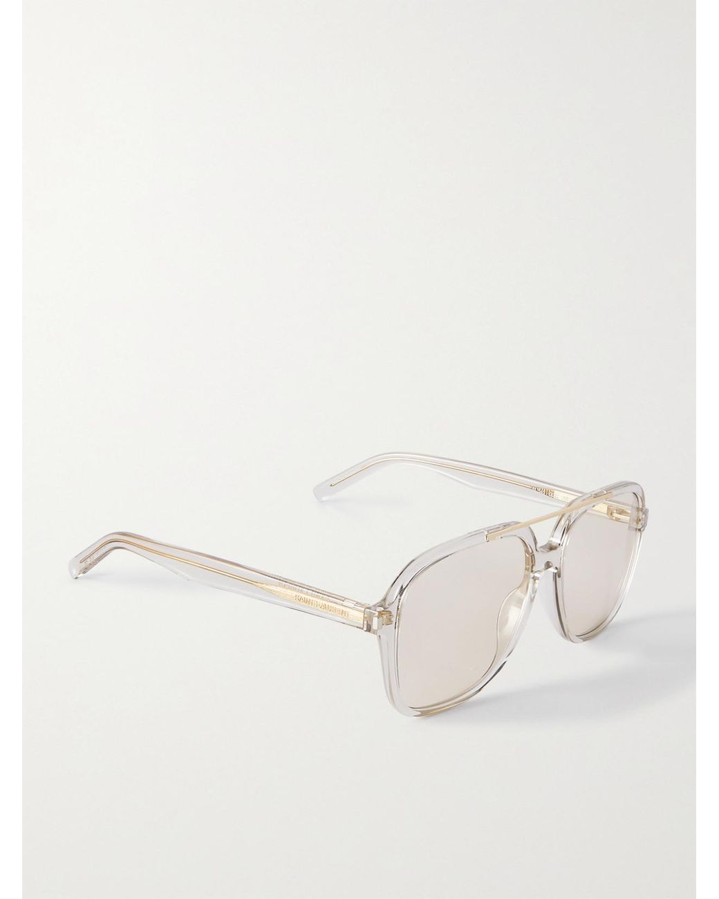 Saint Laurent Natural Aviator-Style Acetate Sunglasses