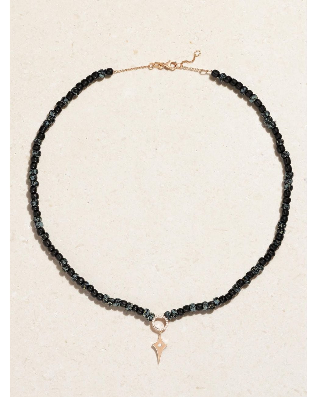 Diane Kordas Natural 14-Karat Rose, Bead And Diamond Necklace