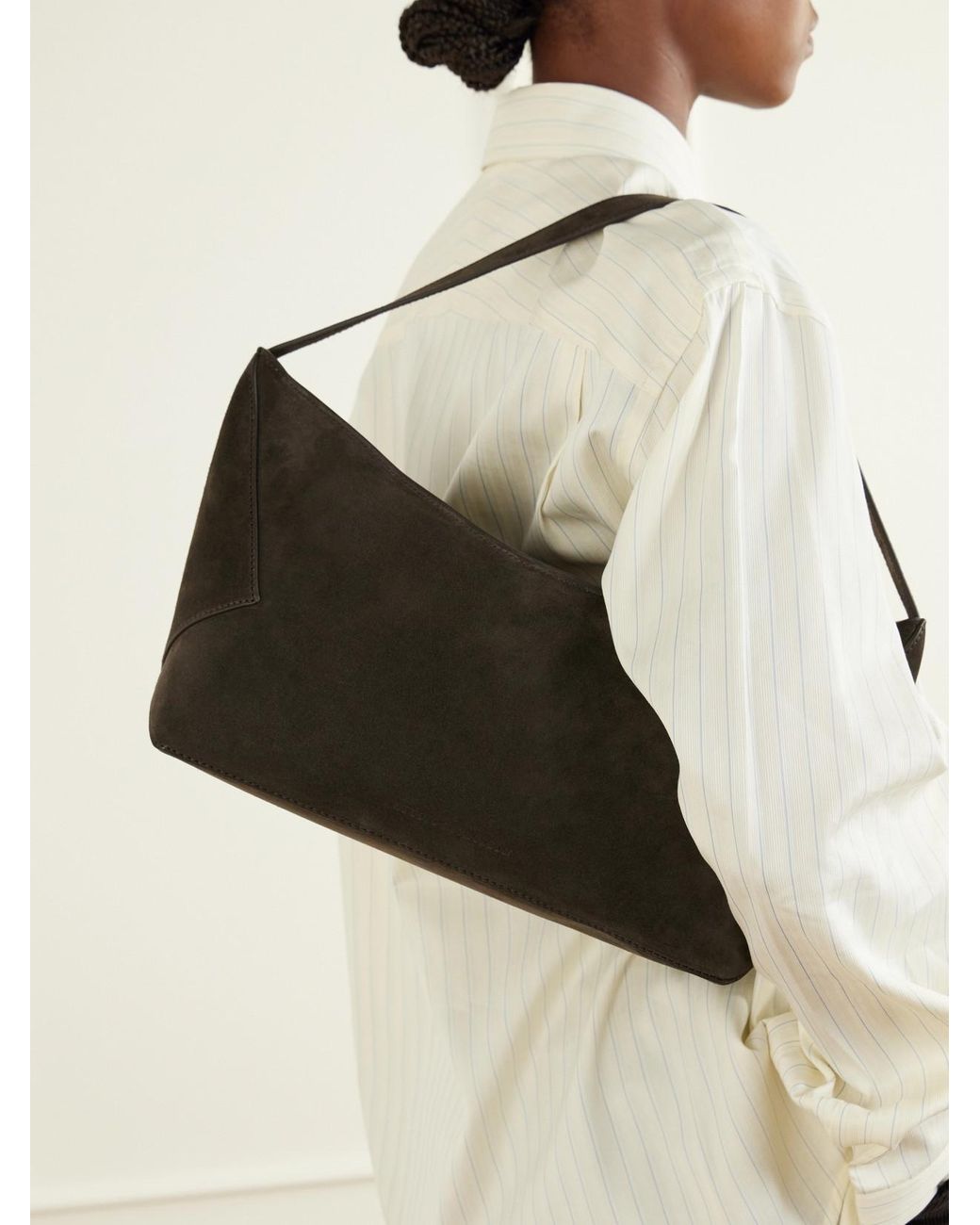 Studio Nicholson White Hagu Suede Shoulder Bag