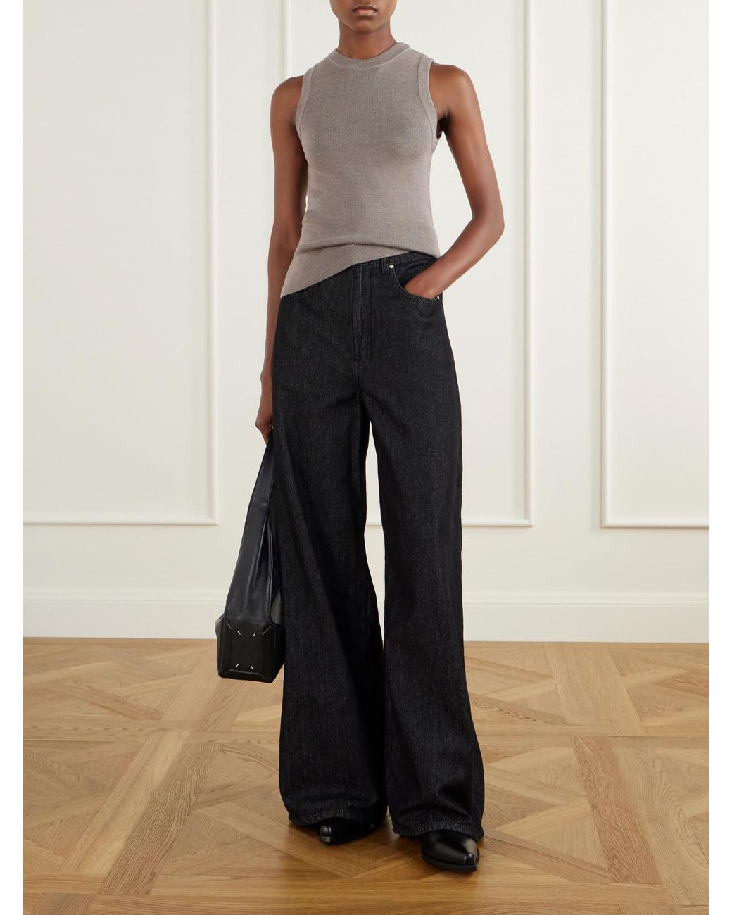 mfpen Gray Appointment Ribbed Merino Wool And Silk-Blend Tank