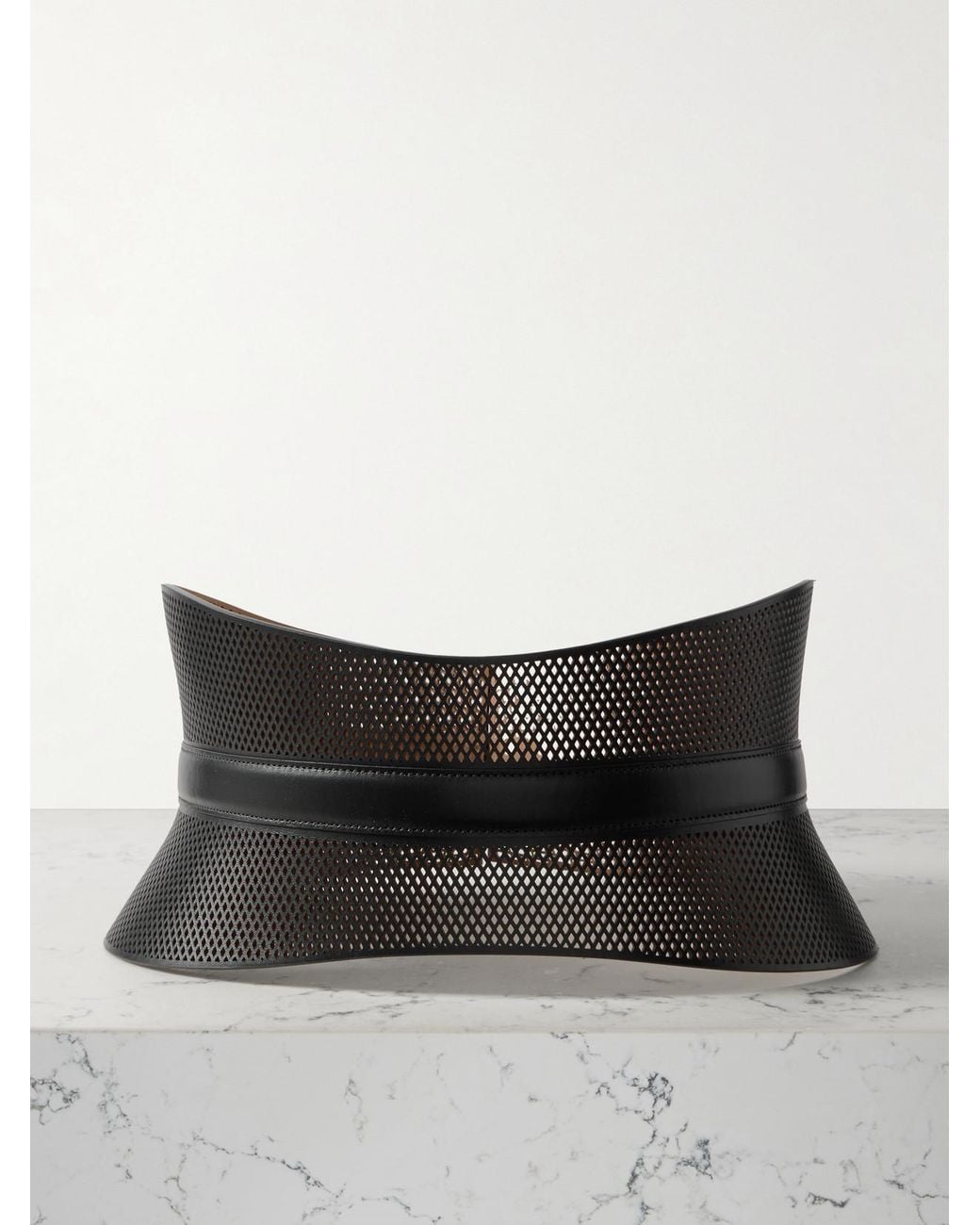 Alaïa Gray Neo Bustier Laser-Cut Leather Belt