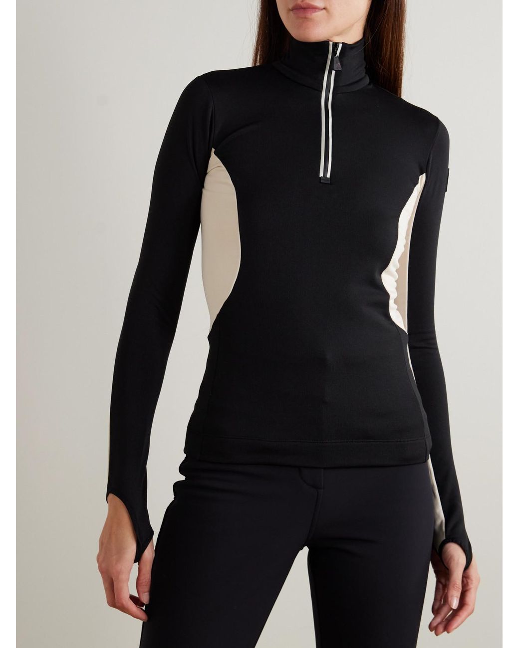 Moncler Black Color-Block Stretch-Jersey Base Layer