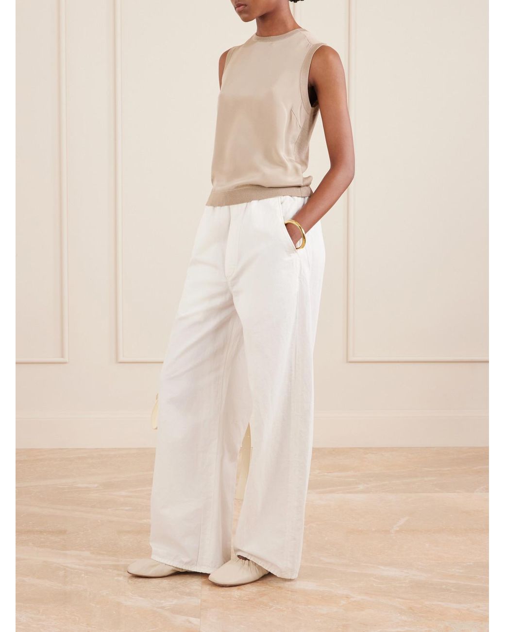 Max Mara Natural Ginseng Silk-Blend Tank Top