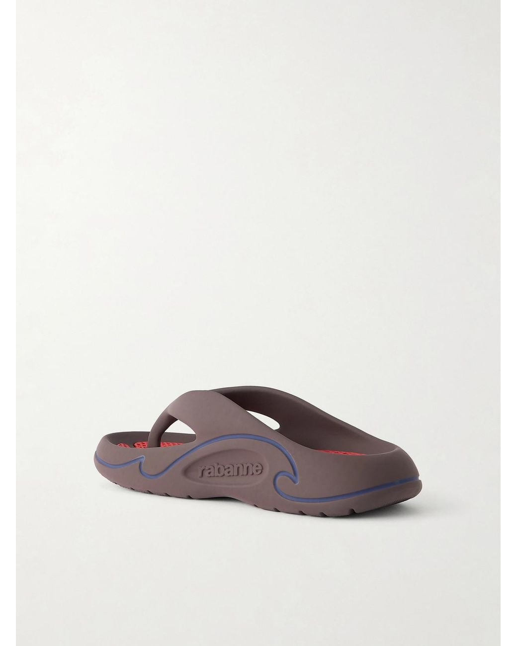 Rabanne Brown 3D Logo-Embossed Thong Sandals