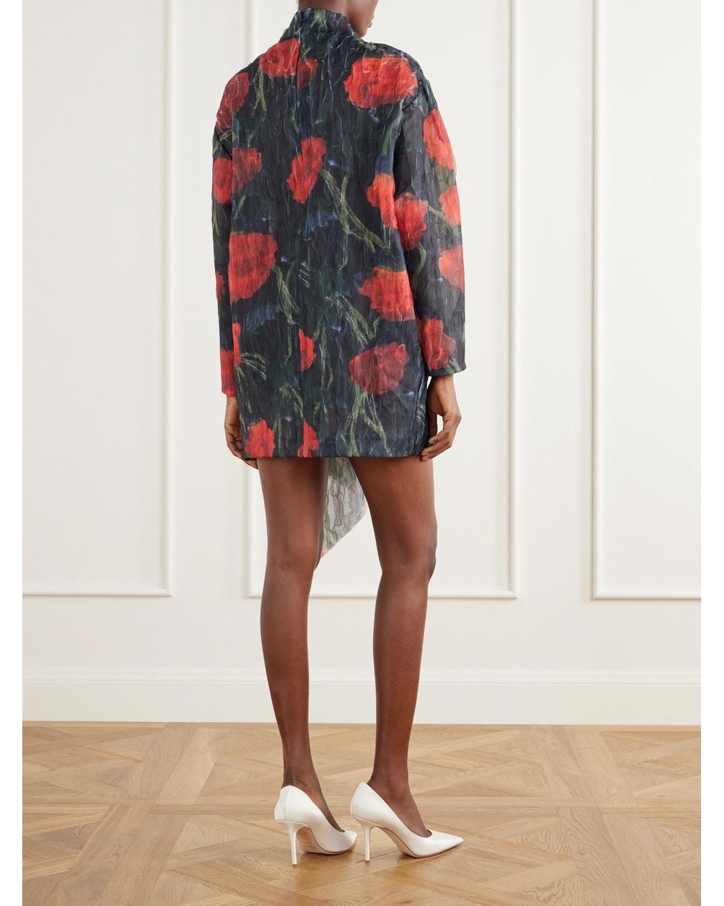 Willy Chavarria Multicolor Floral-Printed Stretch-Organza Mini Dress