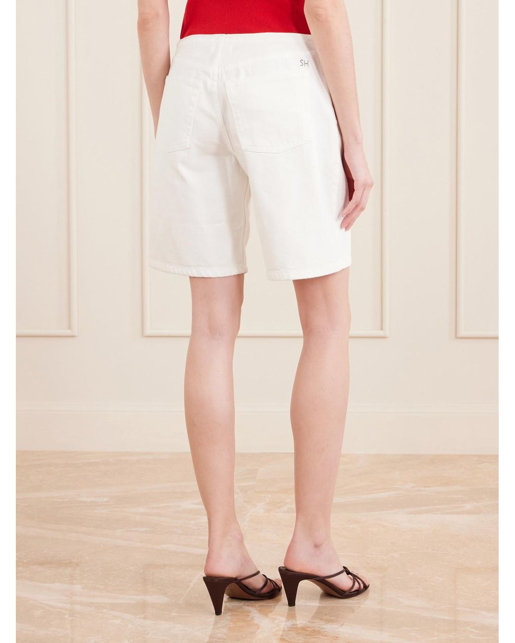 Still Here White Low-Rise Denim Shorts