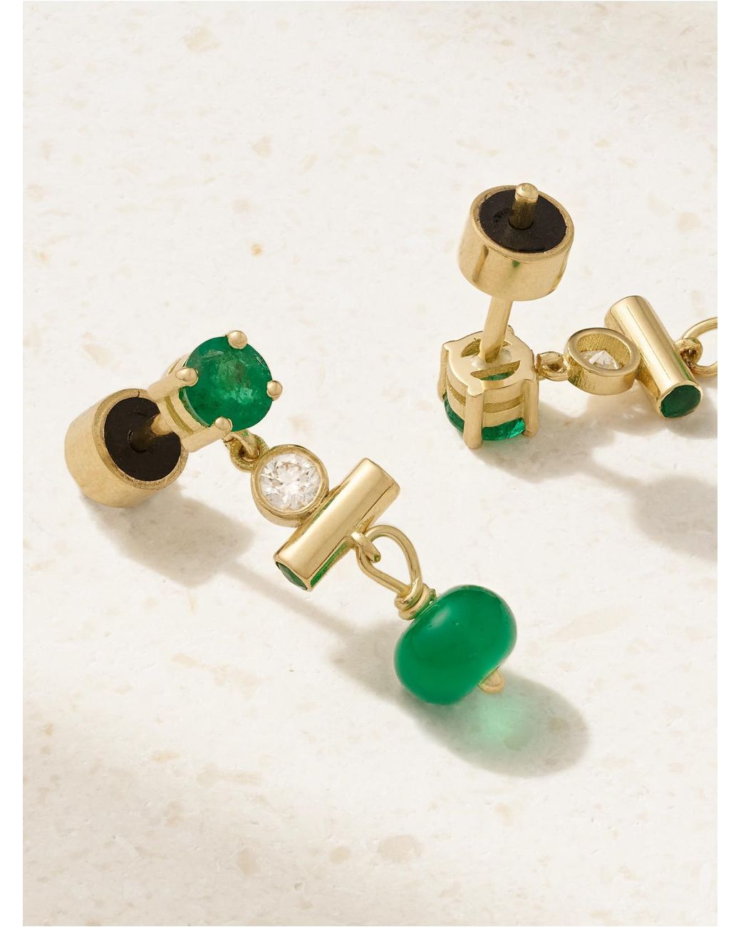Ileana Makri Green 18-Karat Multi-Stone Earrings