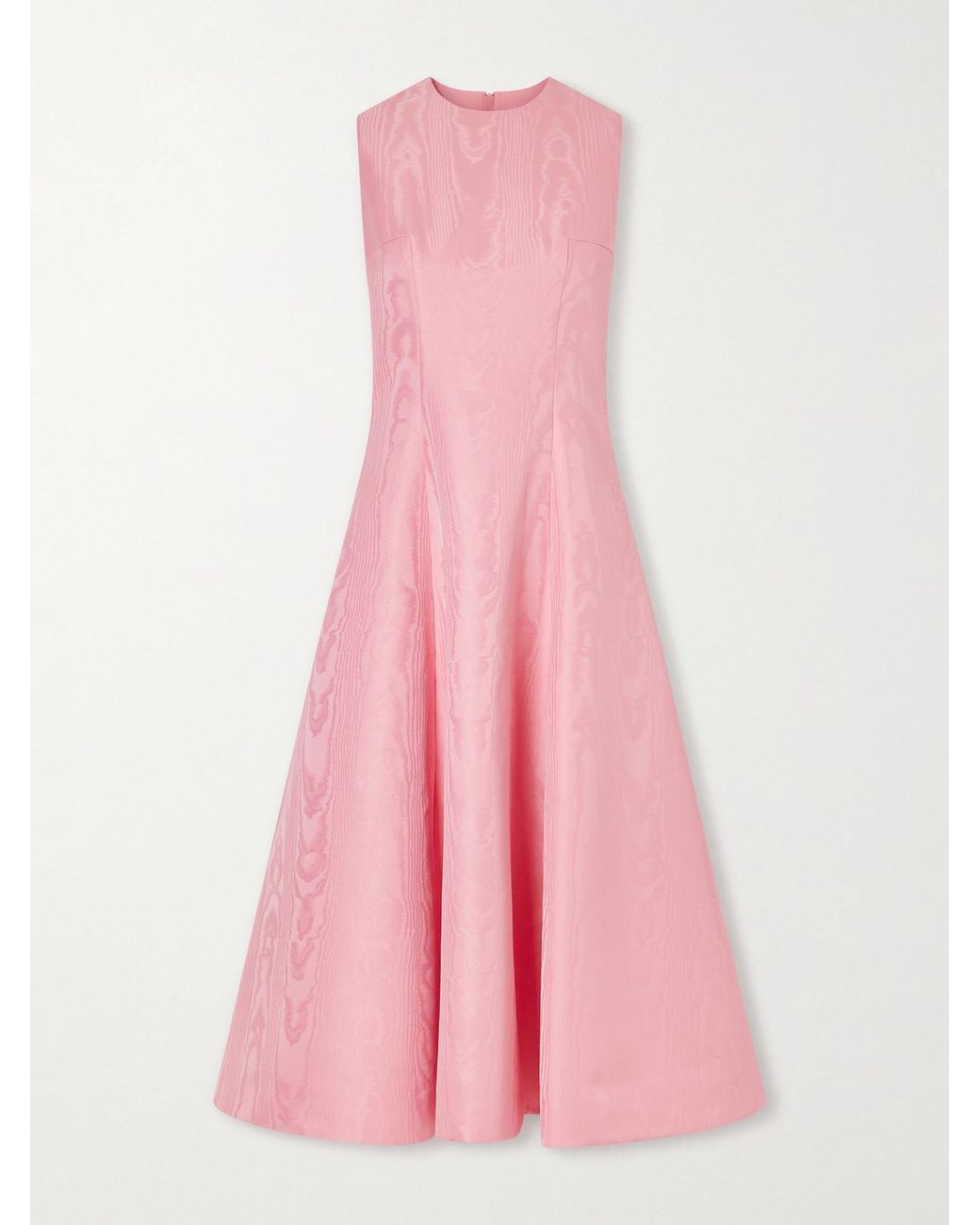 Emilia Wickstead Pink Mara Moire Midi Dress