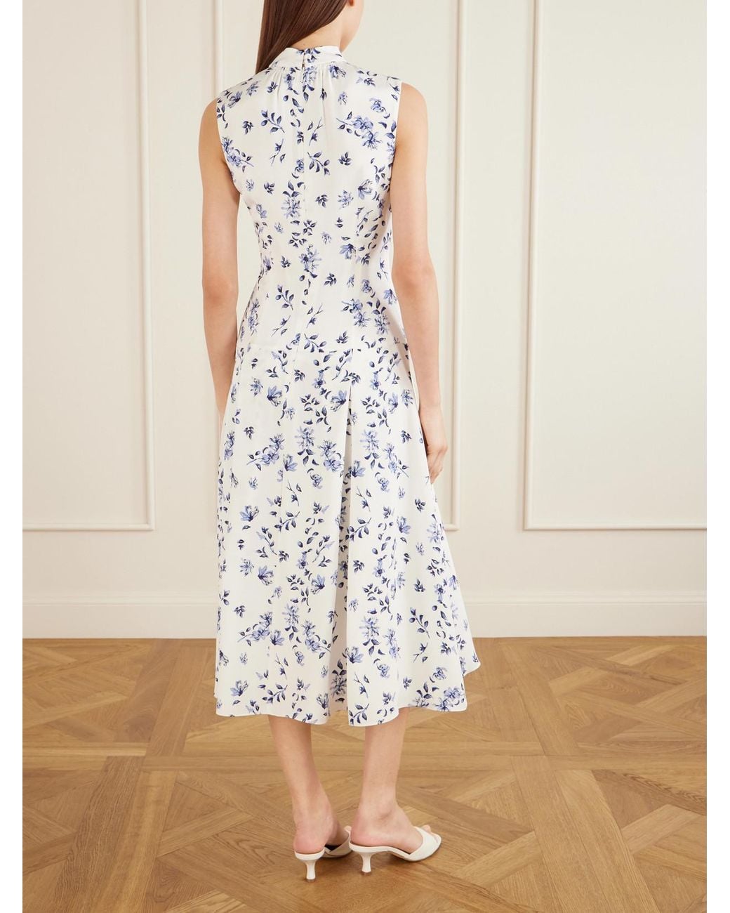 Emilia Wickstead White Joelle Floral-Print Silk Midi Dress