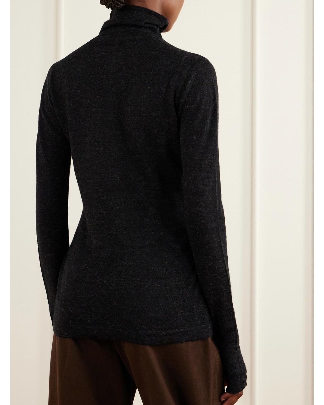 Lauren Manoogian Black Merino Wool And Alpaca-Blend Turtleneck Sweater
