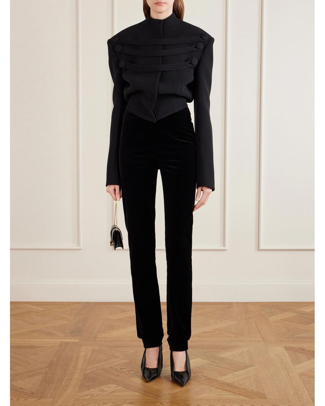 Khaite Black York Cord-Detailed Crepe Jacket