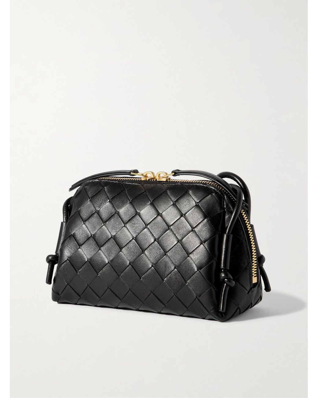 Bottega Veneta Black Concert Pouch Intrecciato Leather Shoulder Bag