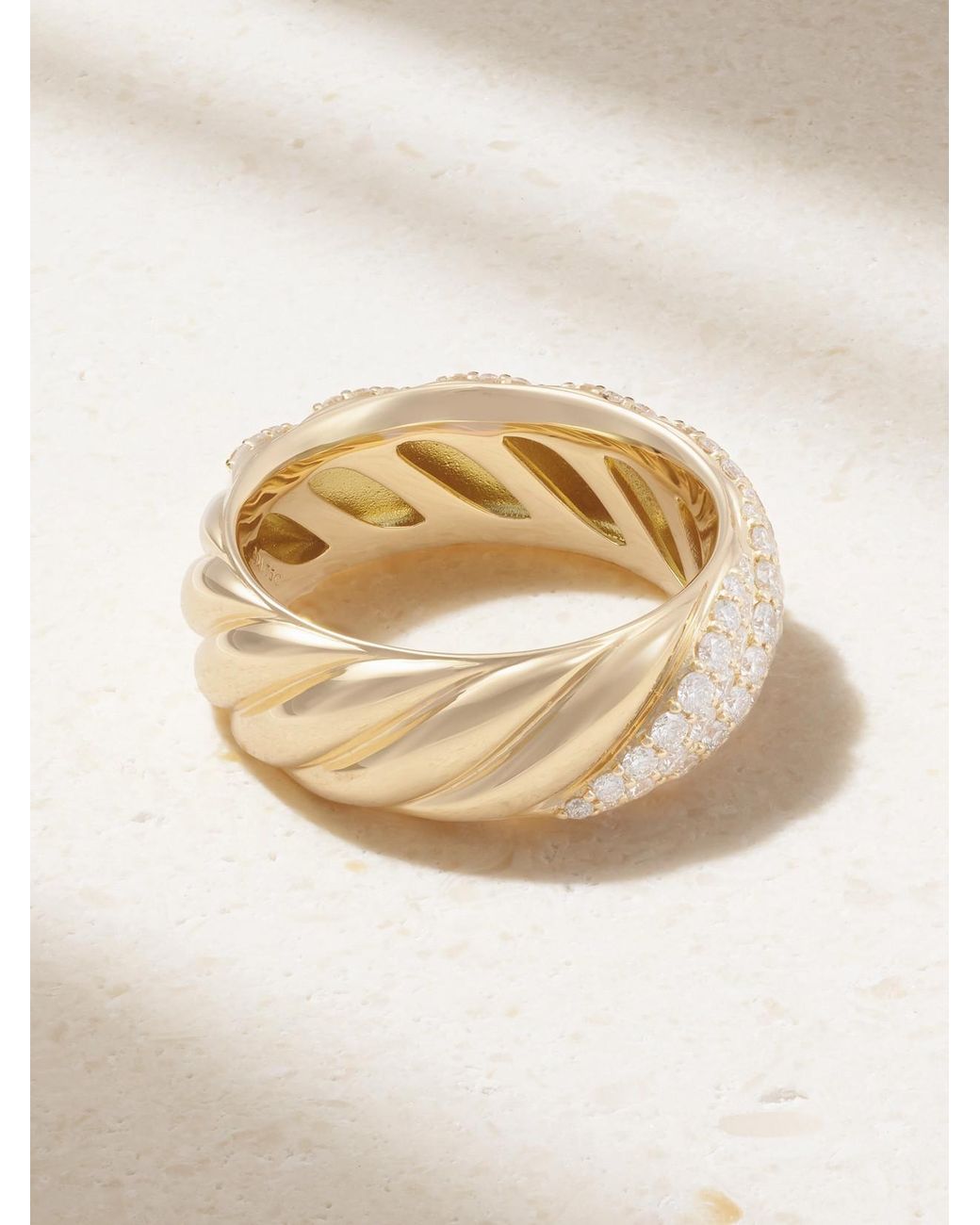 David Yurman Natural Sculpted Cable Band 18-Karat Diamond Ring
