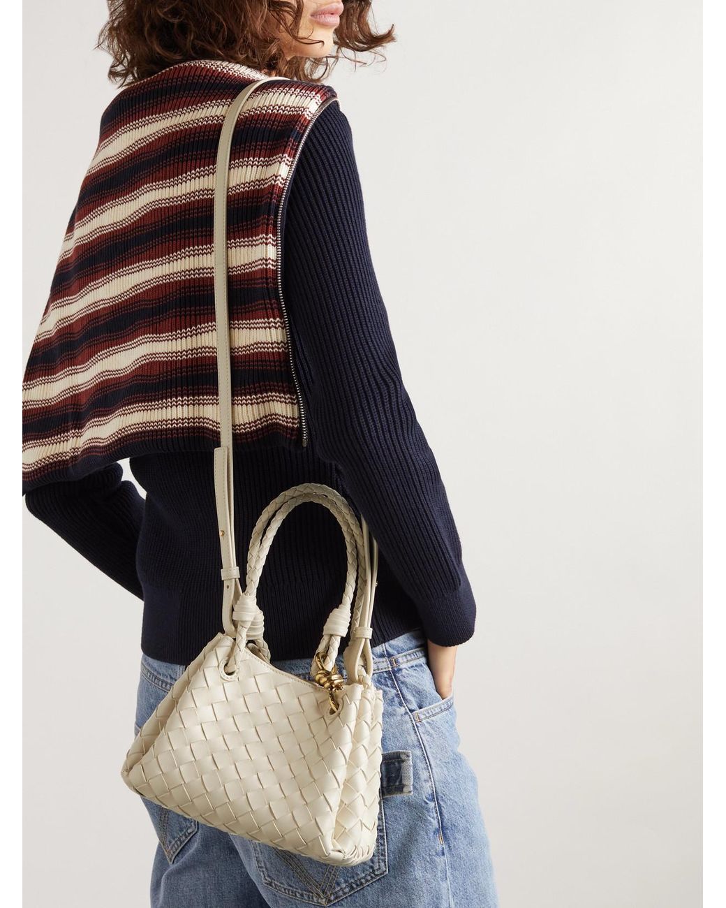 Bottega Veneta Natural Parachute Small Intrecciato Leather Shoulder Bag