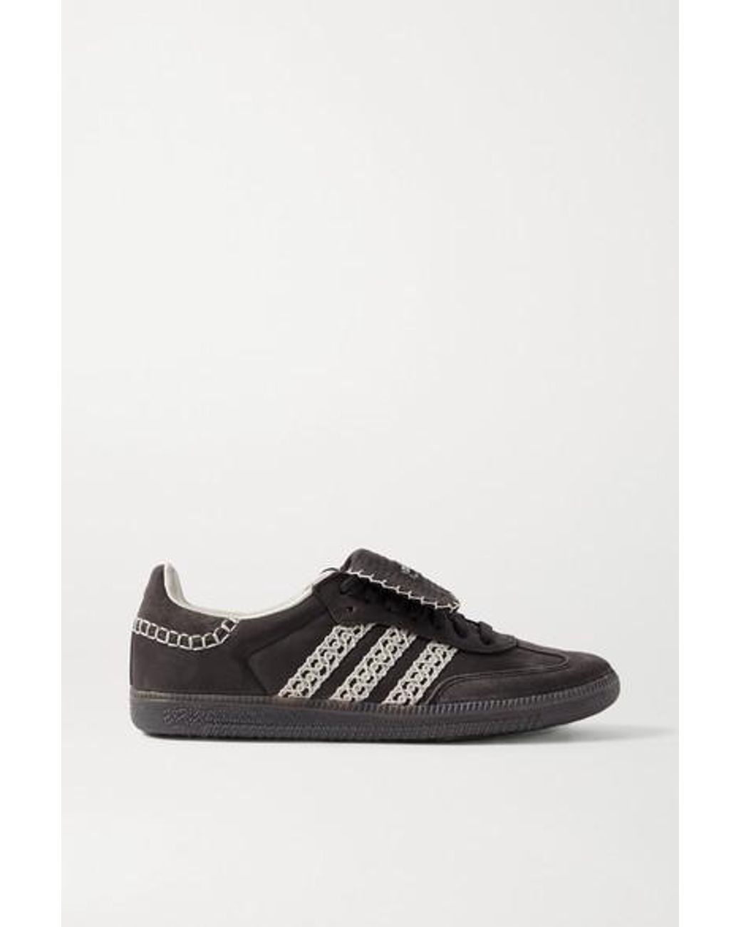 adidas Originals + Wales Bonner Samba Crochet-trimmed Suede And Leather  Sneakers in Black | Lyst