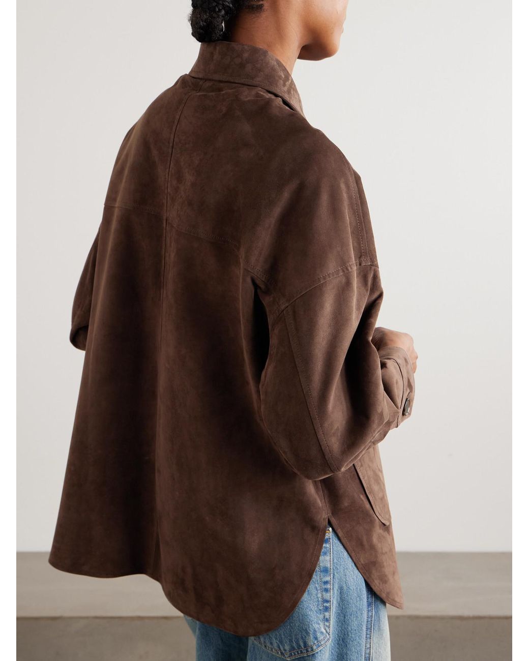 Arma Brown Kaylee Oversized Paneled Suede Jacket