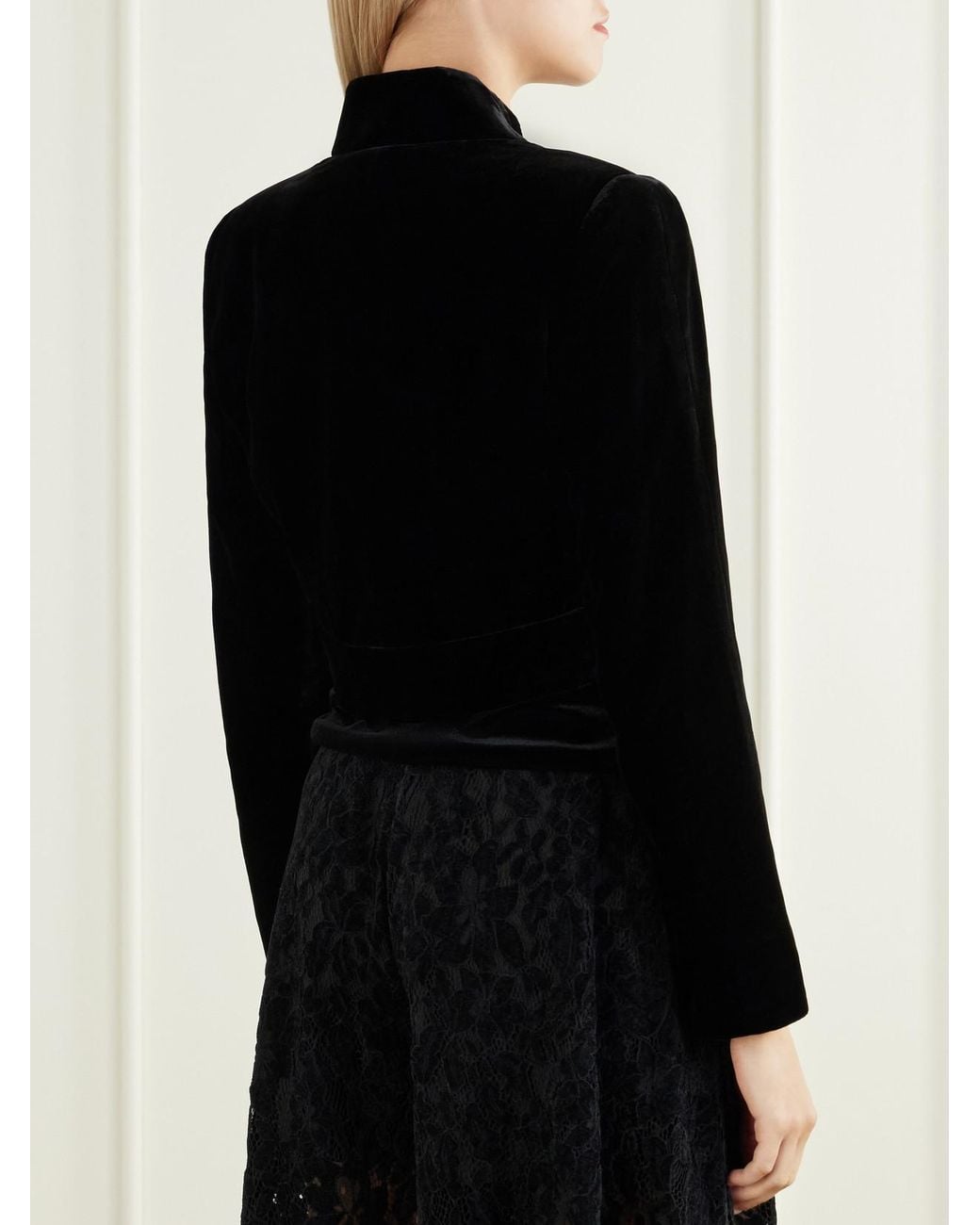 Costarellos Black Elvie Cropped Velvet Jacket