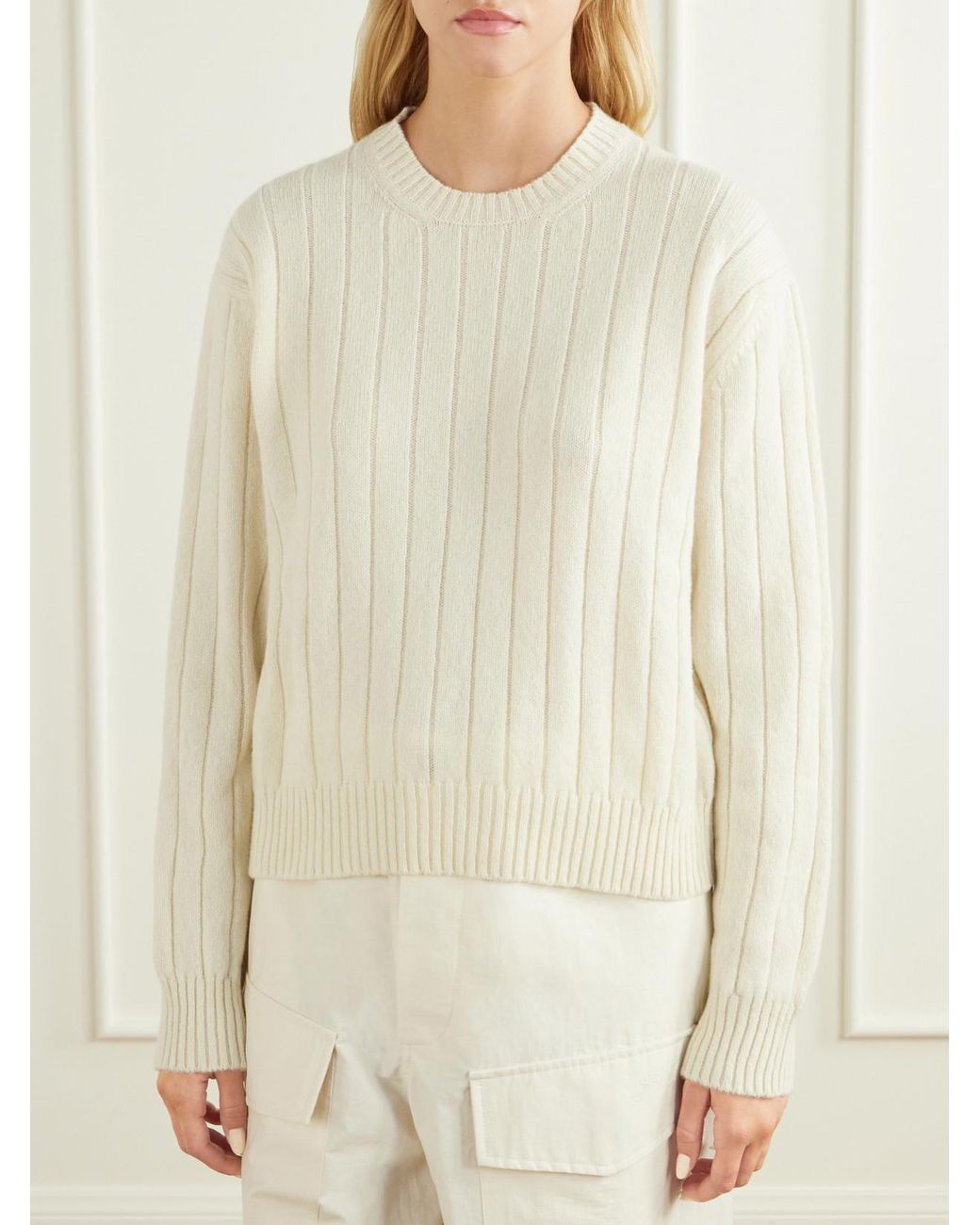 &Daughter Natural Rooney Ribbed Wool Sweater