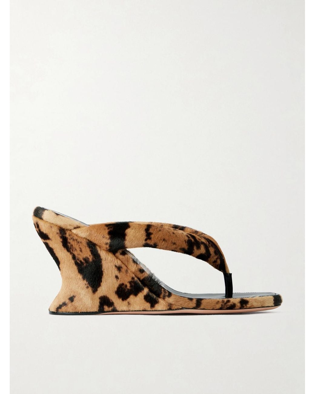 Balenciaga Brown Gaeta Leopard-Print Pony Hair Wedge Mules