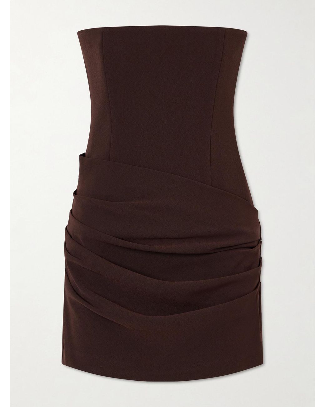 Alex Perry Brown Strapless Draped Crepe Mini Dress