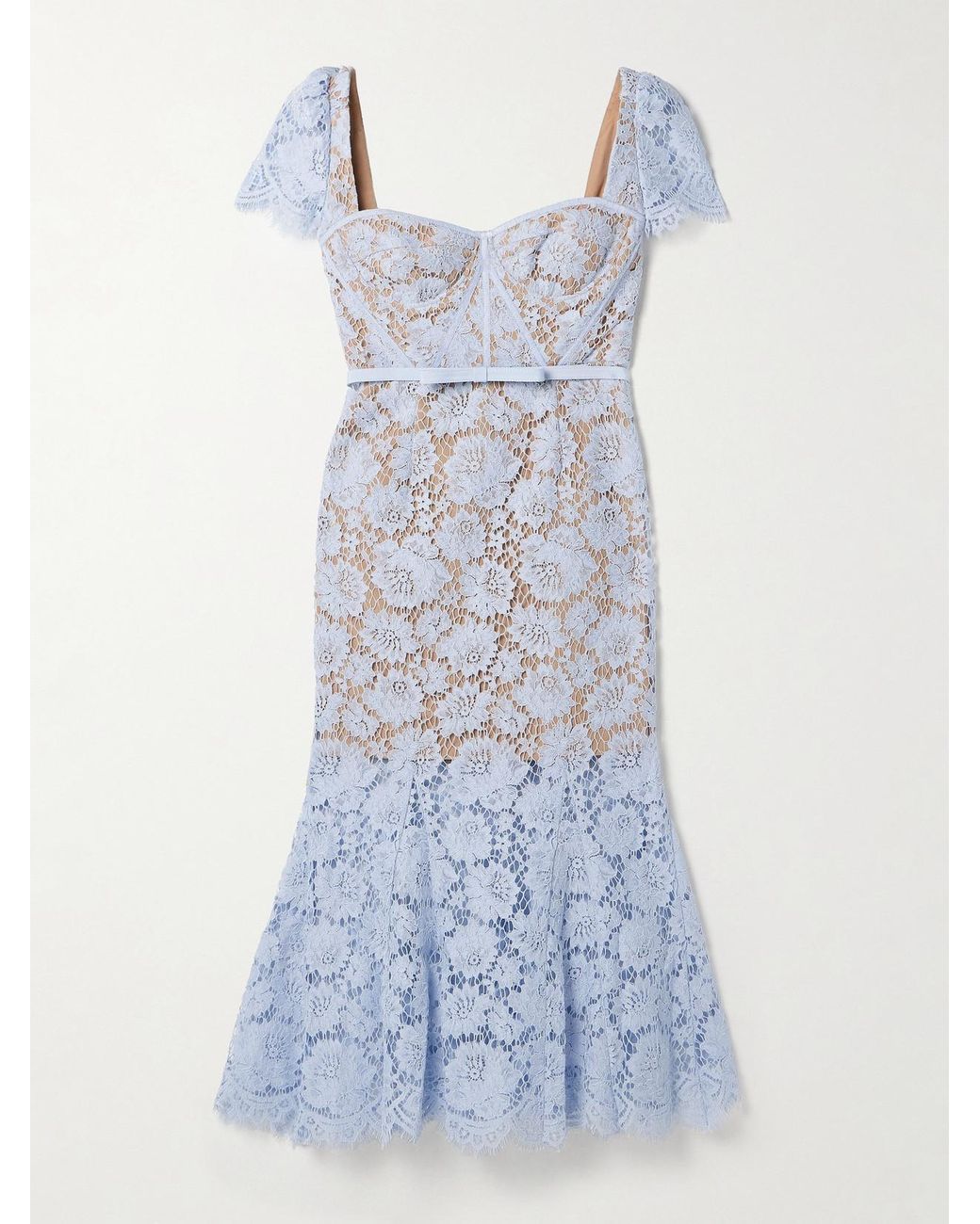 self-portrait Women's Lace Midi Peplum Dress Blue