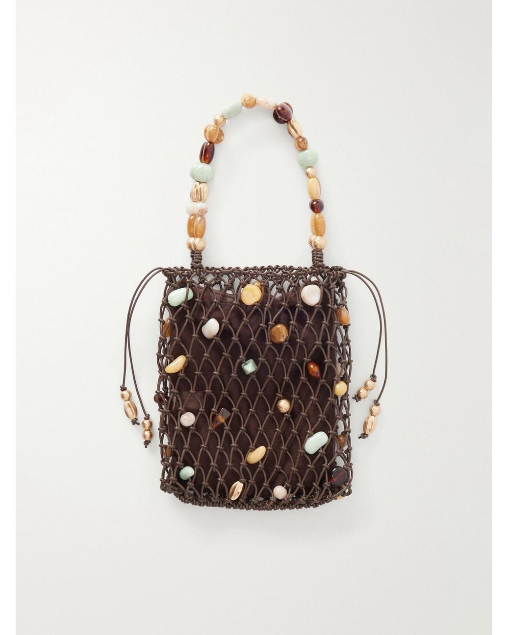 Cult Gaia Natural Mercier Bead-Embellished Mini Bag