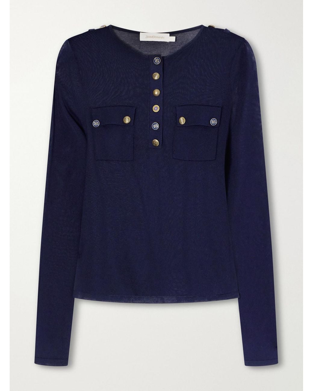Zimmermann Blue Clash Lyocell-Blend Jersey T-Shirt