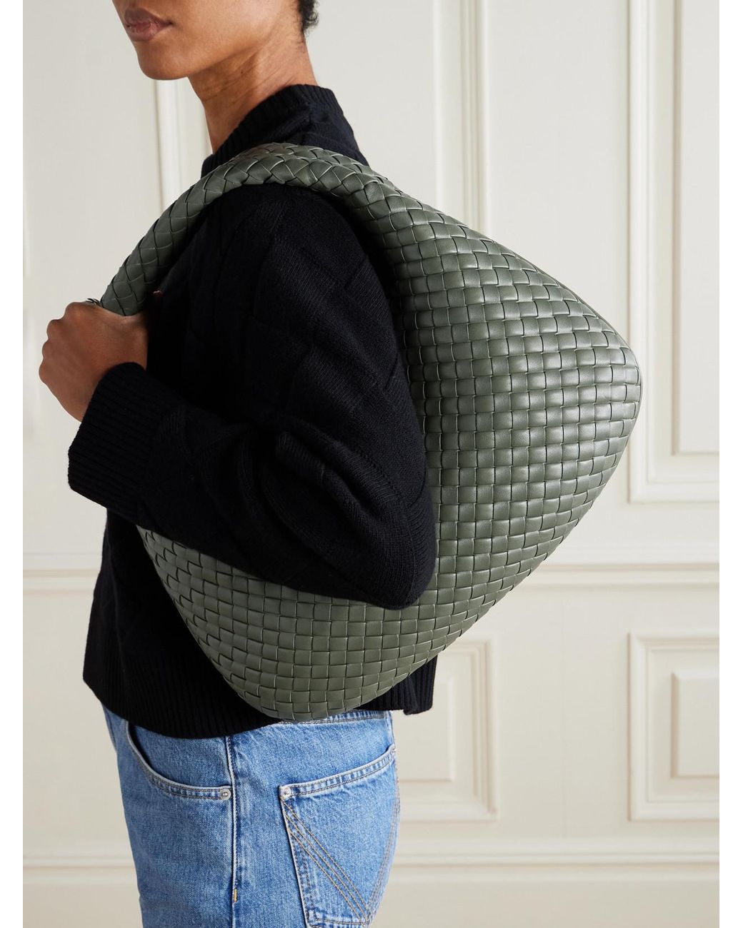 Bottega Veneta Green Veneta Large Intrecciato Leather Shoulder Bag