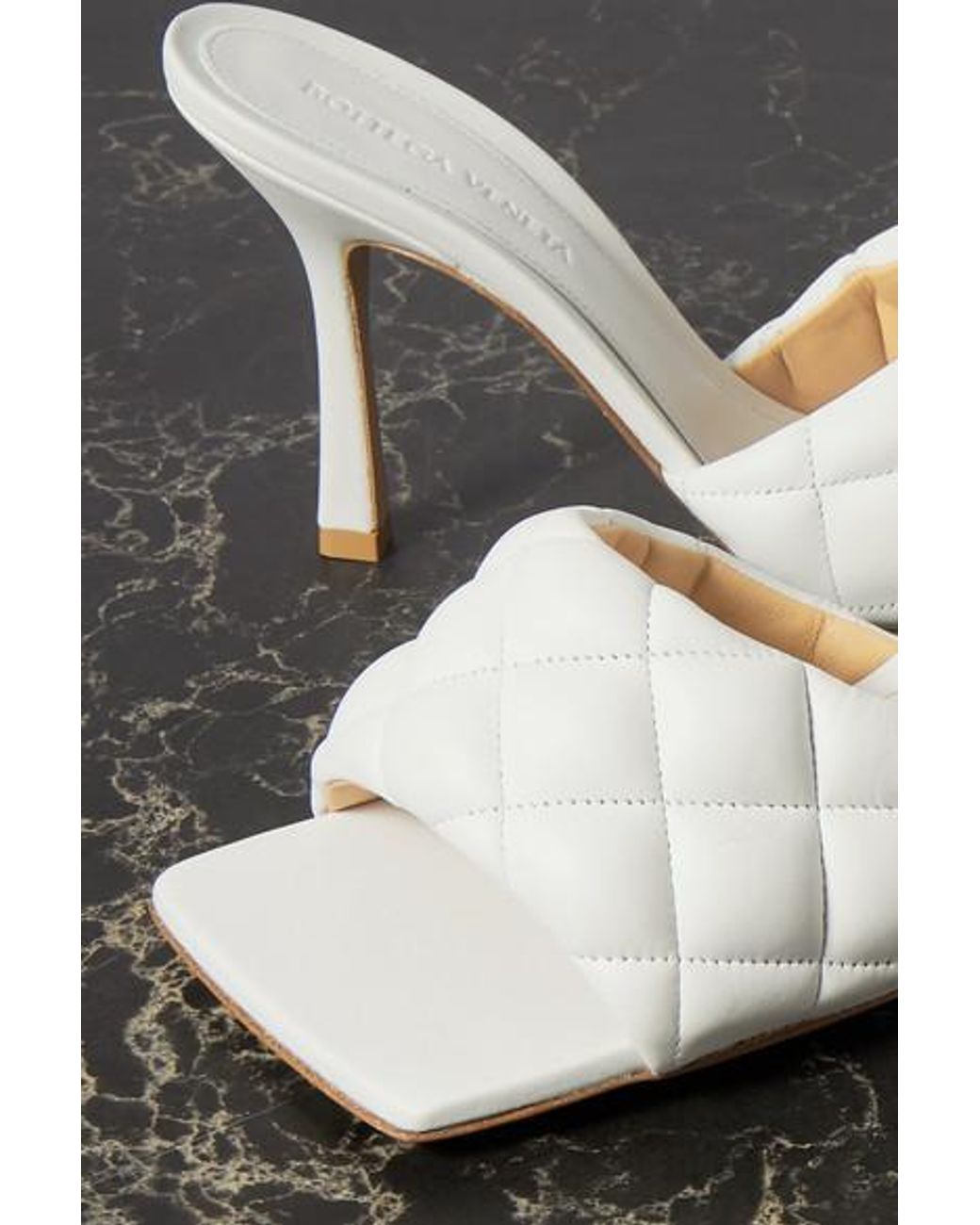 bottega veneta quilted leather mules