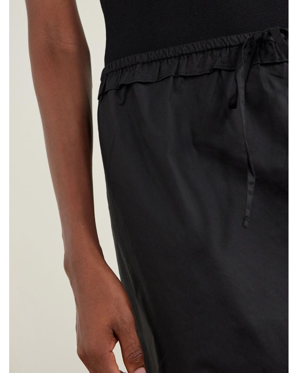 Deiji Studios Black One Frill Organic Cotton-Poplin Knee-Length Skirt