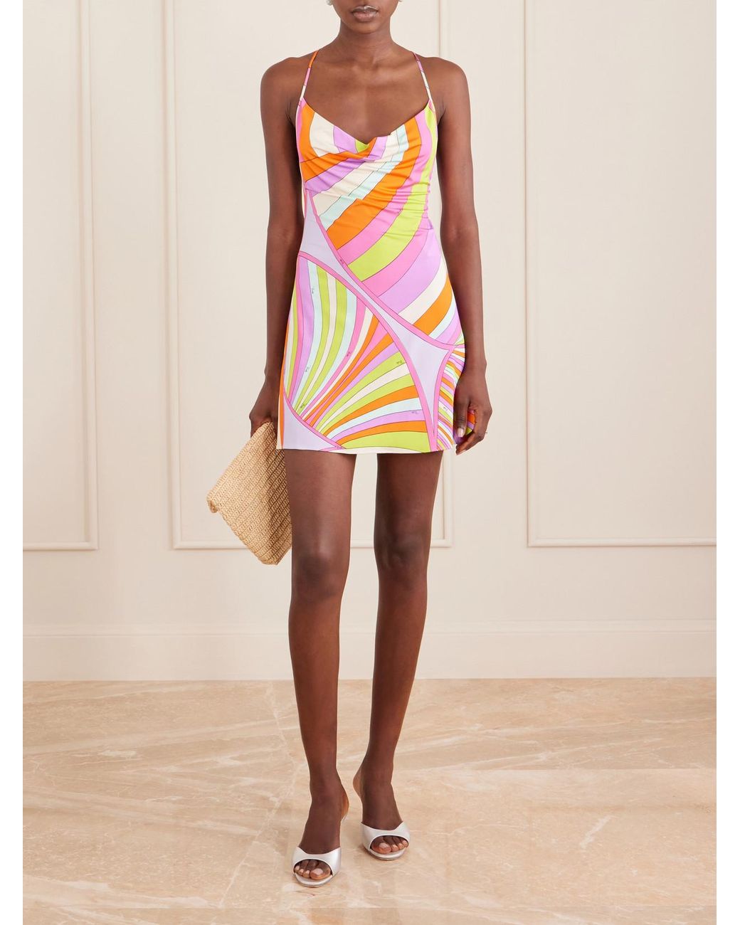 Emilio Pucci White Printed Stretch-Jersey Mini Dress