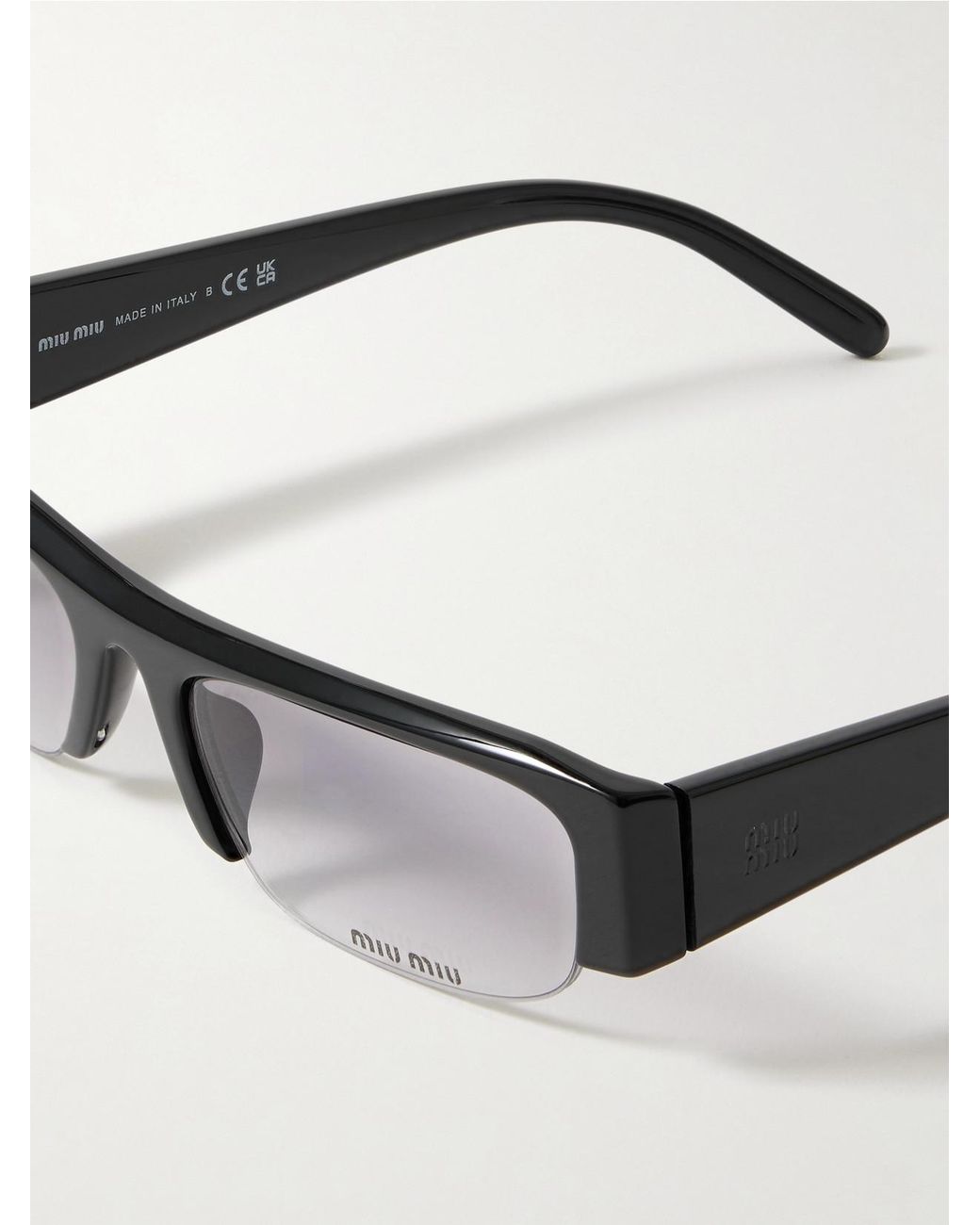 Miu Miu White Vedette Square-Frame Acetate Sunglasses Glasses