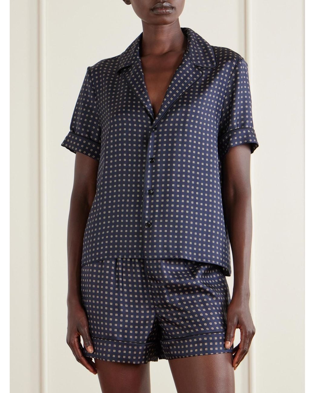 Saint Laurent Blue Printed Silk-Twill Shirt