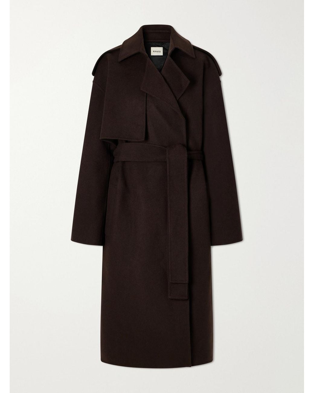 Khaite Black Manston Belted Wool Coat