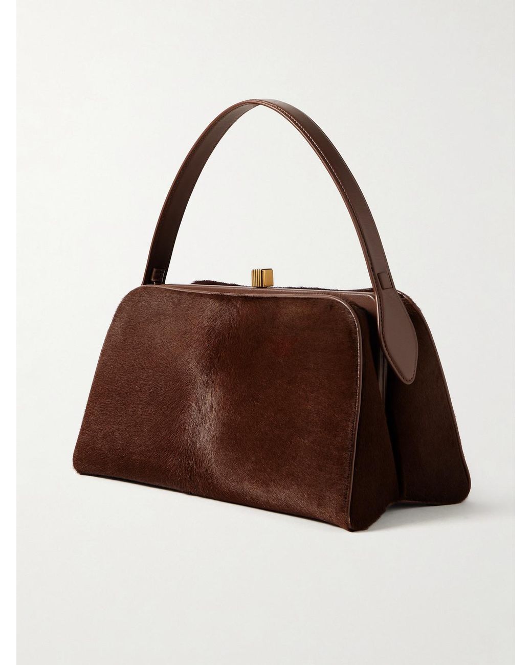 Khaite Brown Cate Leather-Trimmed Calf Hair Tote