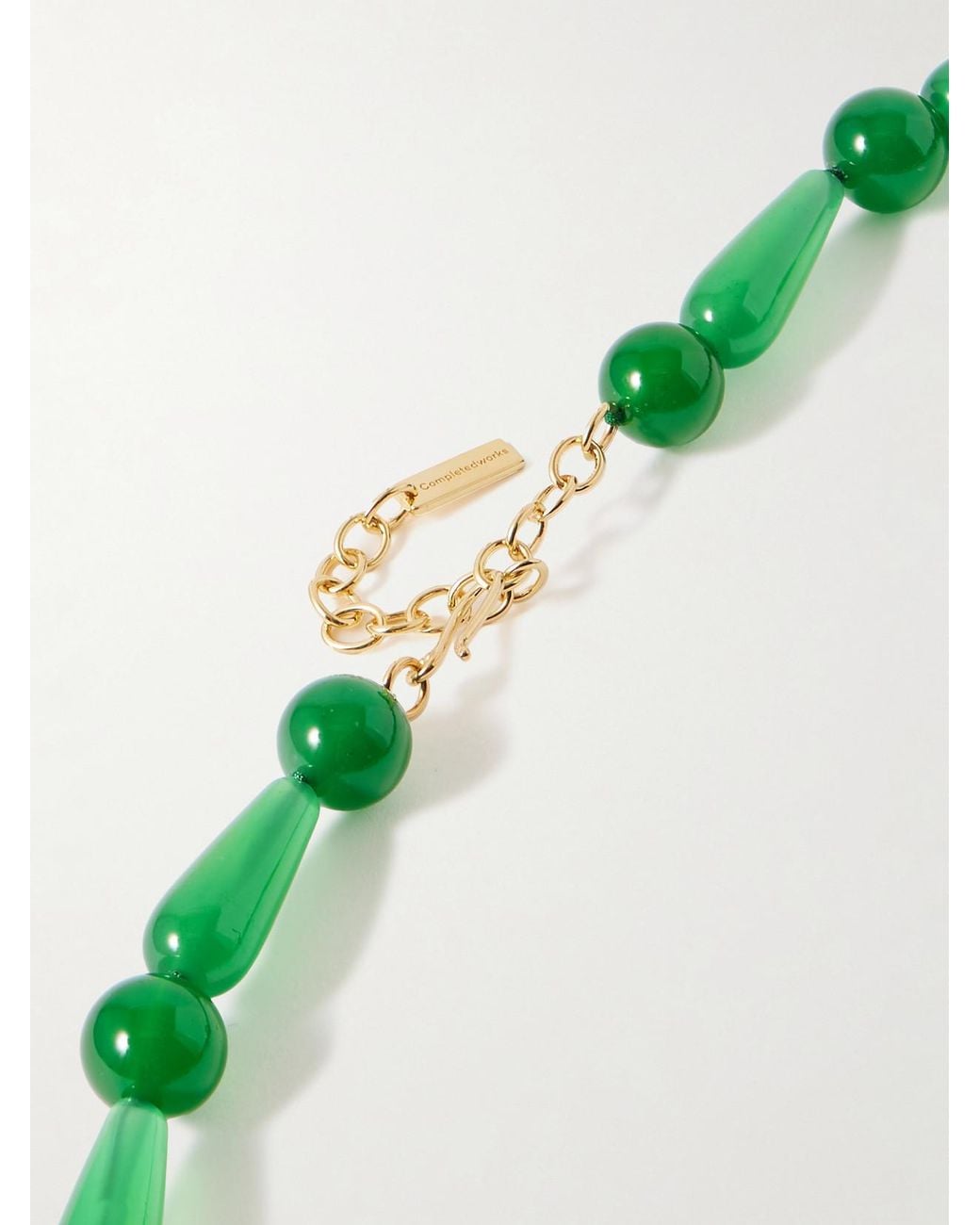 COMPLETEDWORKS Green The Depths Of Time Recycled Vermeil Chalcedony Necklace