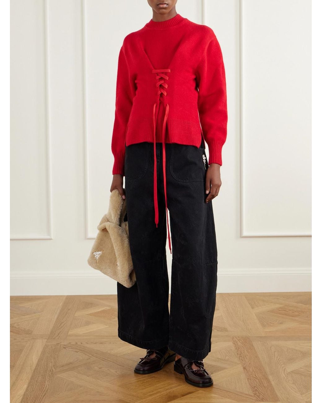 Simone Rocha Red Merino Wool-Blend Sweater