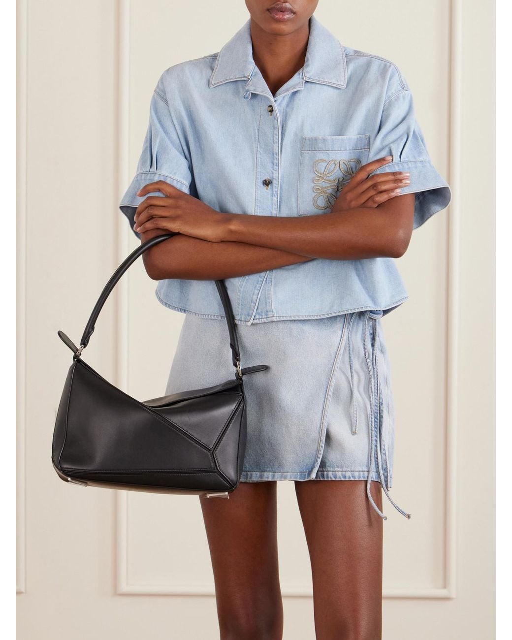 Loewe Black Paula's Ibiza Puzzle Small Leather Shoulder Bag