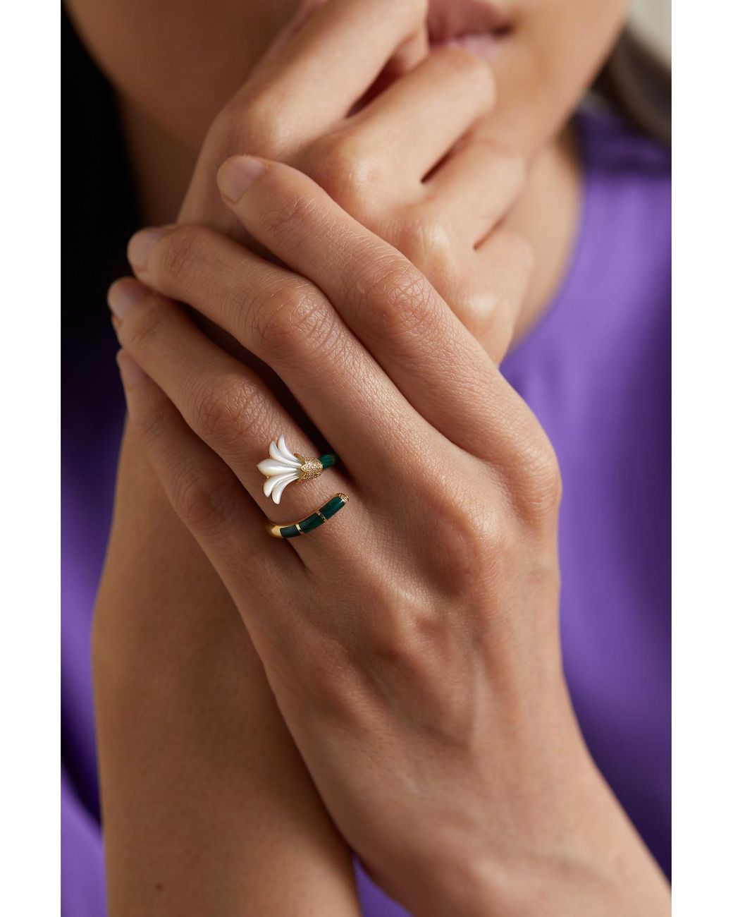 L'Atelier Nawbar Metallic The Flower 18-Karat Multi-Stone Ring