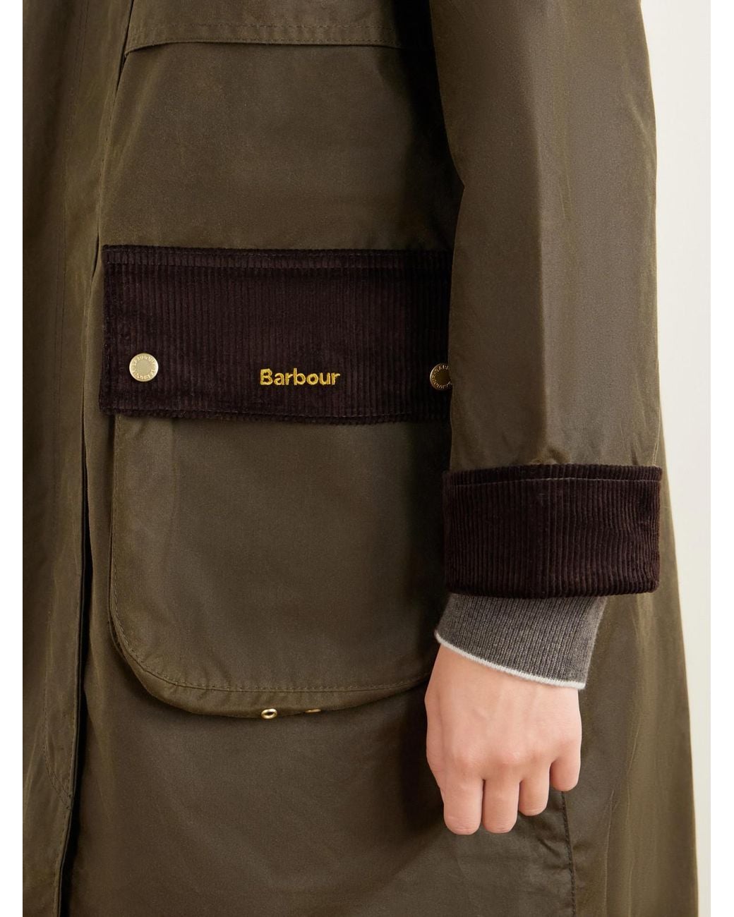 Barbour Green Kirklees Corduroy-Trimmed Waxed Cotton Jacket