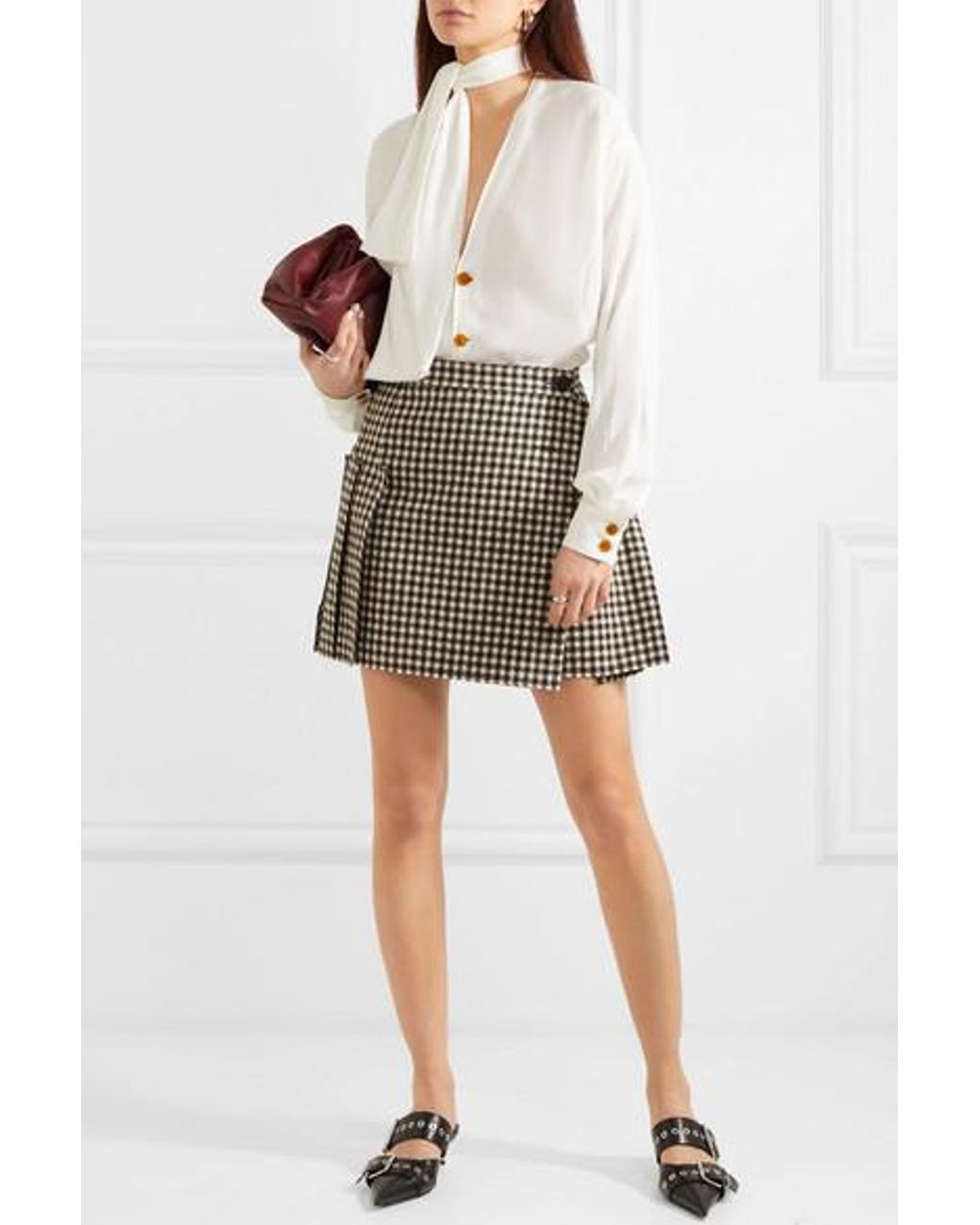 Gingham wrap mini skirt cheap