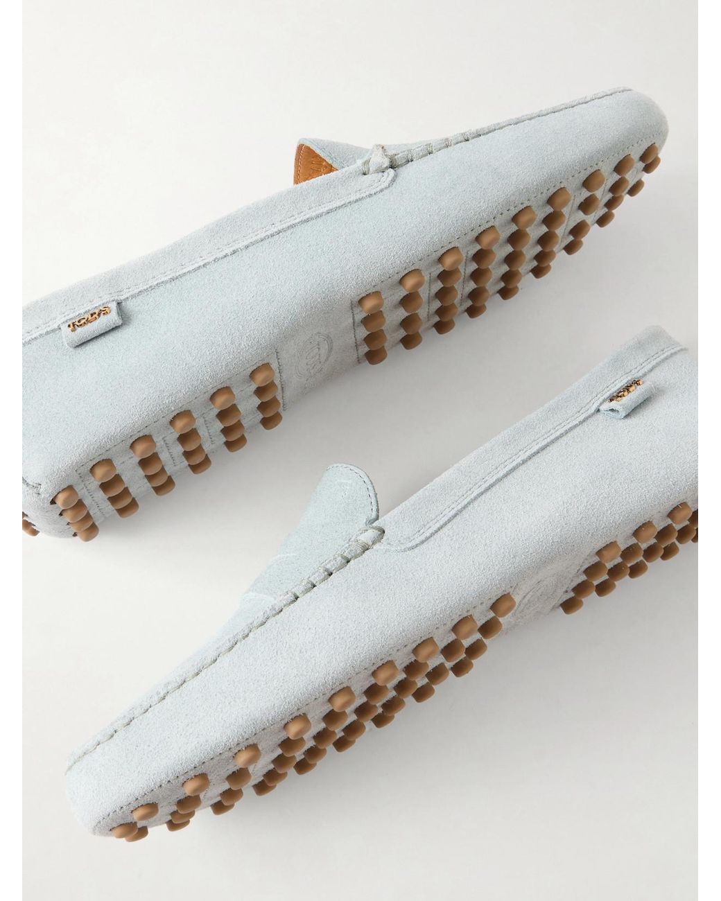 Tod's White Gommino Suede Loafers