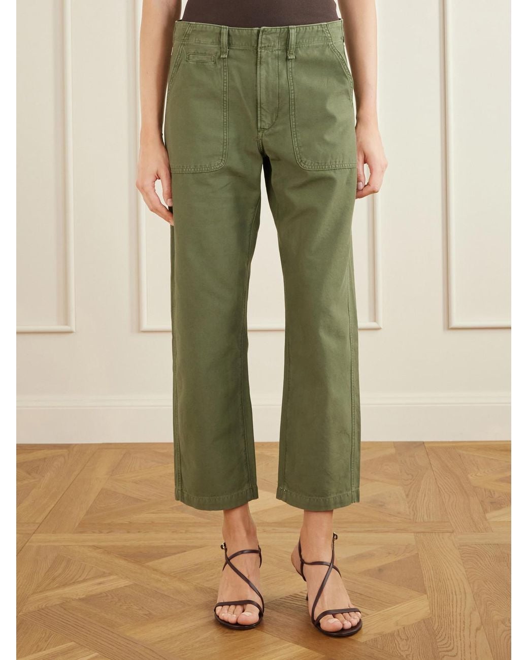 Citizens of Humanity Green Winslow Utility Cotton Straight-Leg Pants