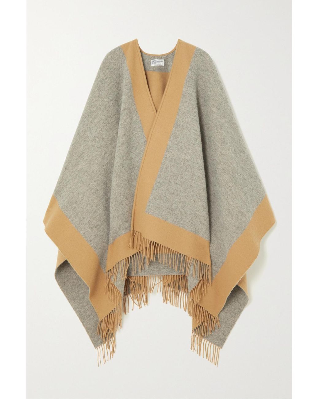 Johnstons of Elgin Fringed Two-tone Wool Cape in Natural | Lyst