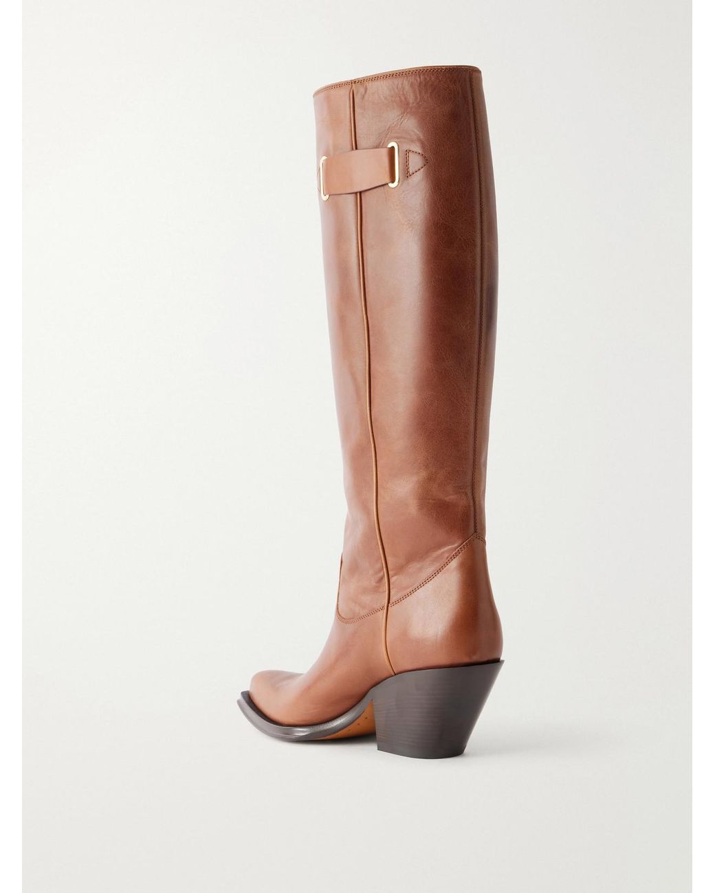 Chloé Brown Azelan Embroidered Leather Knee Boots