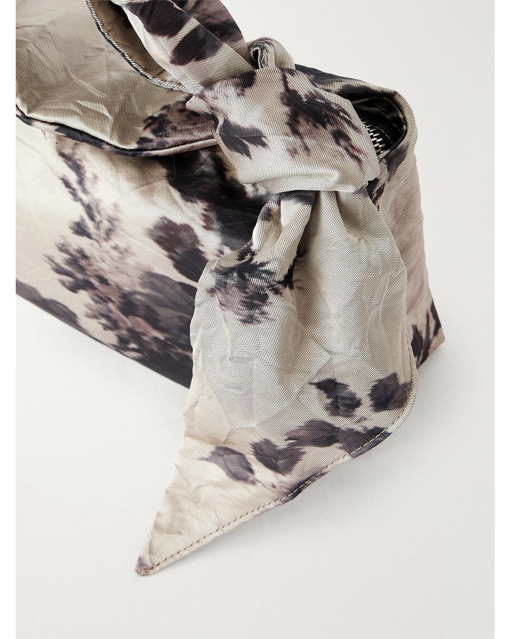 Erdem Gray East West Bloom Floral-Print Textured Satin Top-Handle Bag