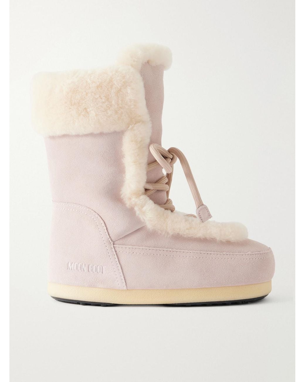 Moon Boot Natural Evx Fairy Shearling-Trimmed Suede Ankle Boots