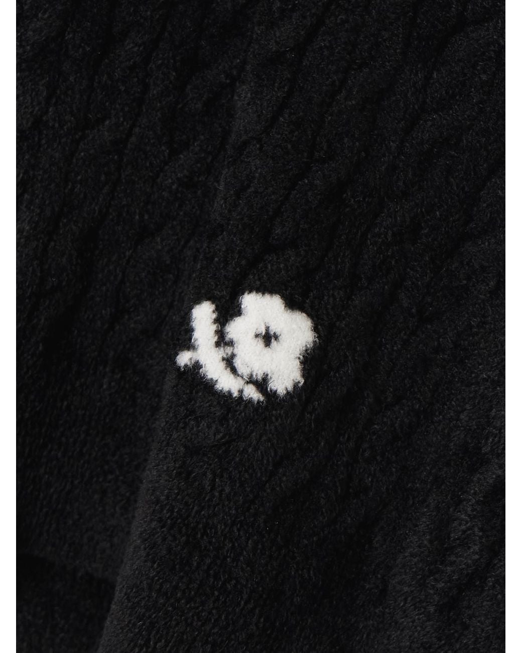 BERNADETTE Black Noa Embroidered Cable-Knit Chenille Turtleneck Sweater