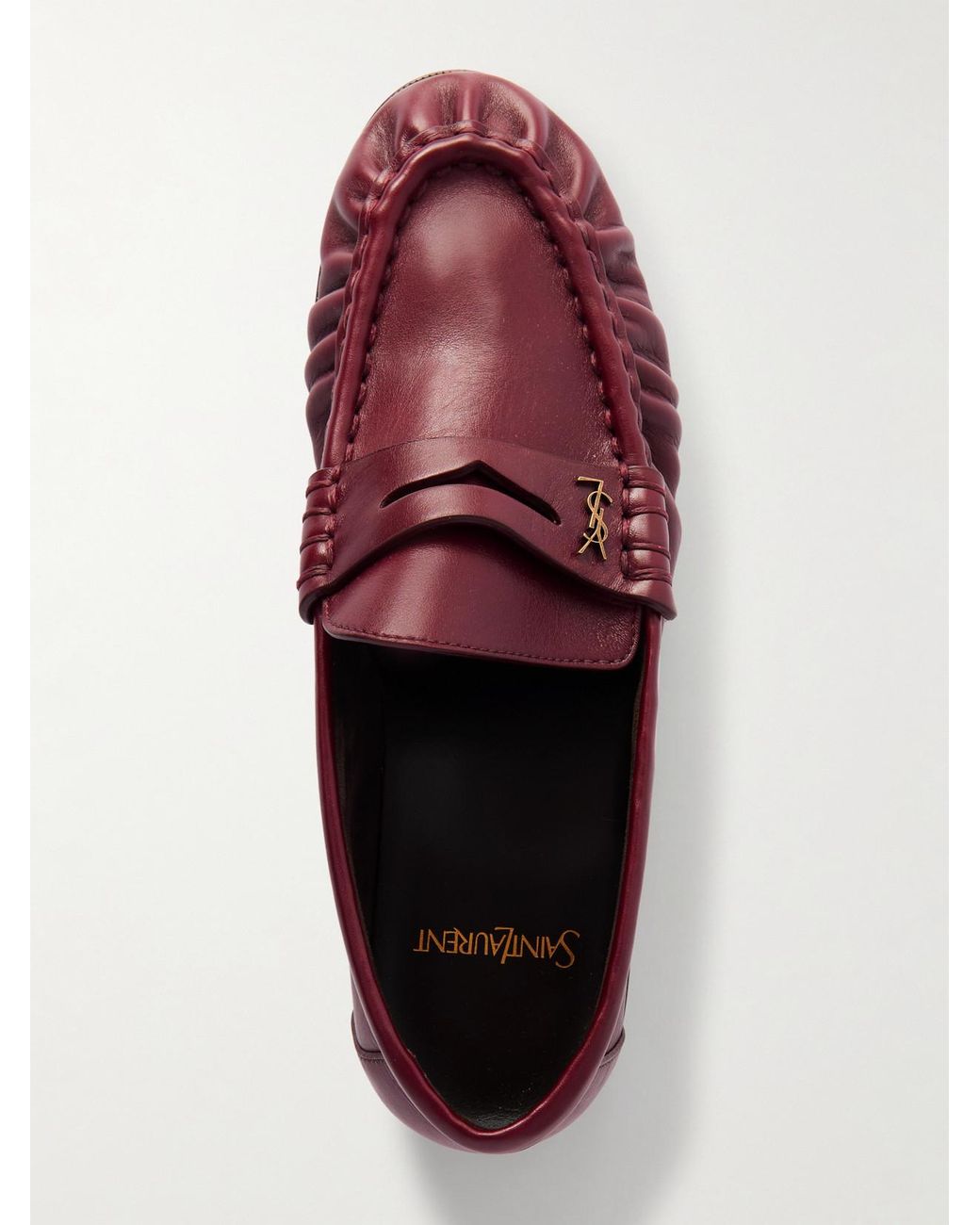 Saint Laurent Brown Le Loafer Cassandre-Embellished Leather Loafers